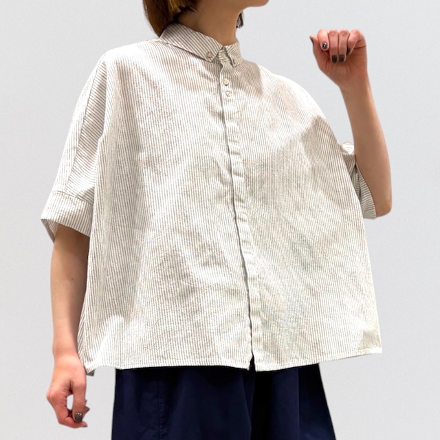 vm cotton linen striped loose regular shirt