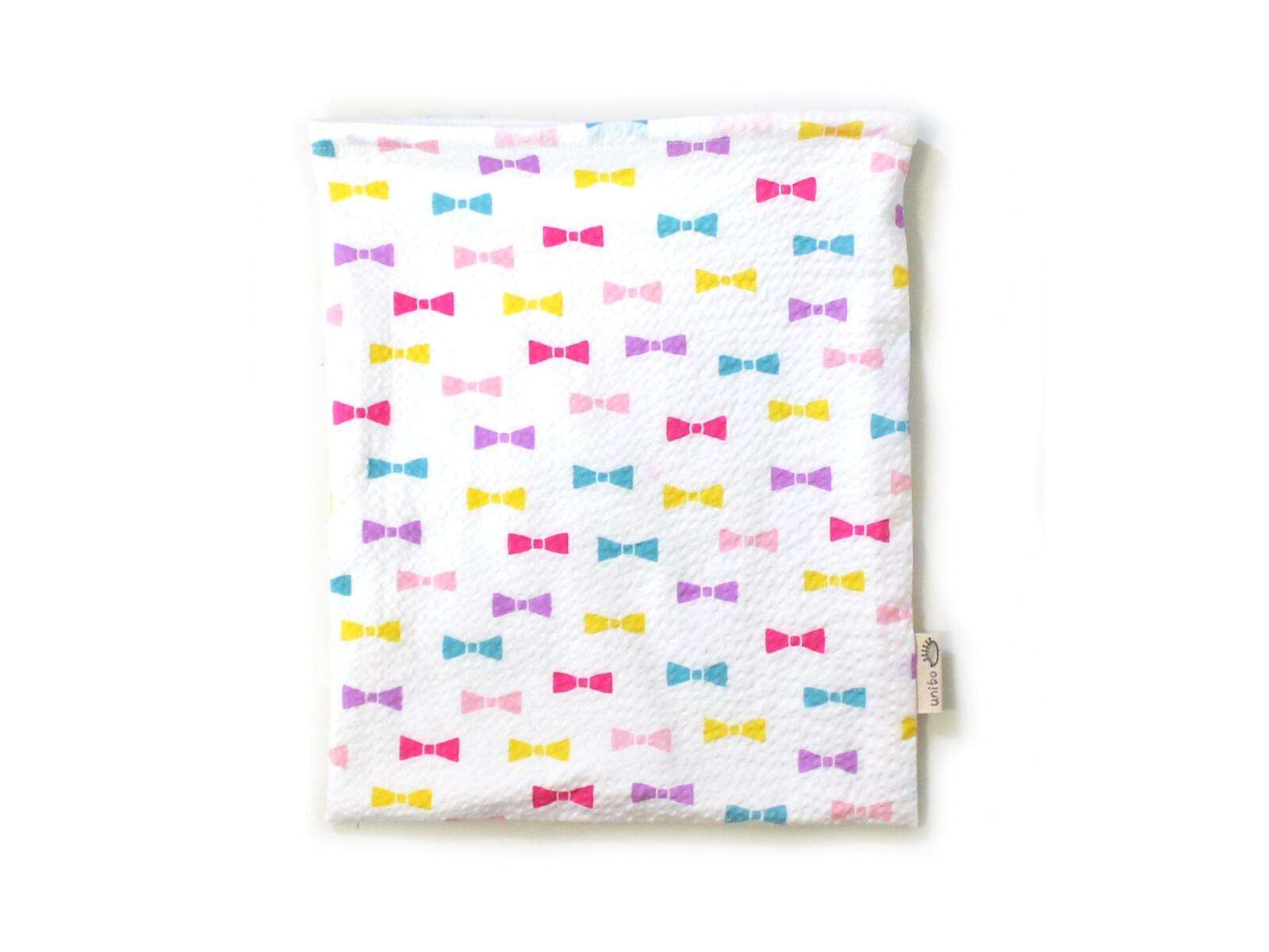 ハリネズミ用寝袋 L(夏用) 綿リップル×スムースニット リボン ホワイト / Large Snuggle Sack for Hedgehog for Summer