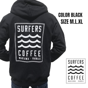 SURFERS COFFEE フーディー　プルオーバーパーカ　裏起毛　ブラック