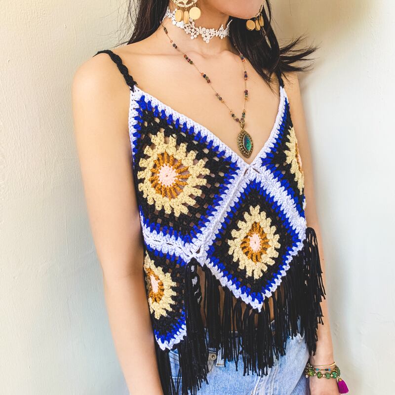 サマーエスニックスタイルボヘミアントップス 大人ガーリー スウィート キュート カジュアル 夏物 延命家ファッション6376803