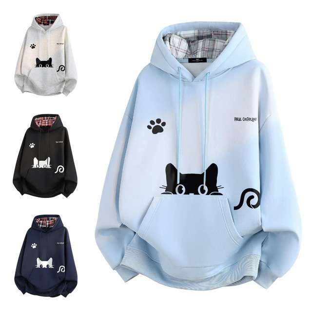 ♥猫柄4色パーカー！【ImcTLシリーズ】★パーカー★ ユニセックス 4color トップス 猫 猫柄 メンズ レディース