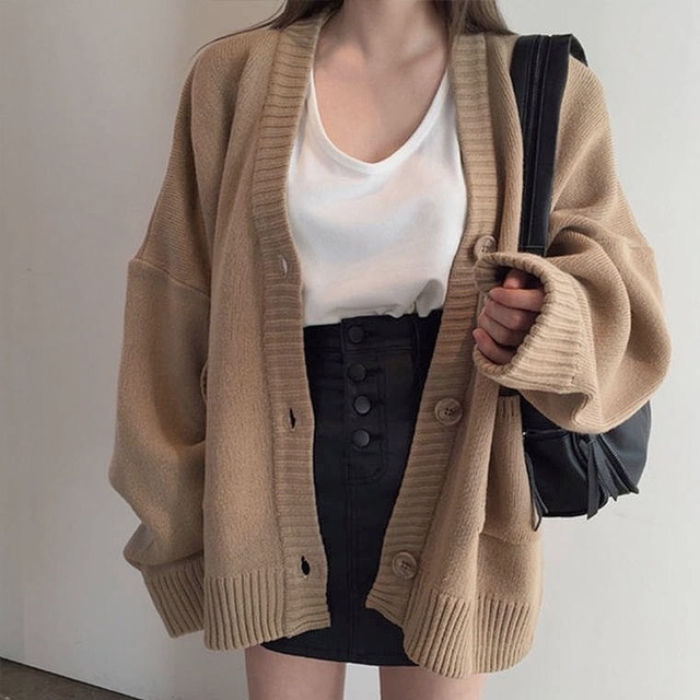 knit simple cardigan 2color