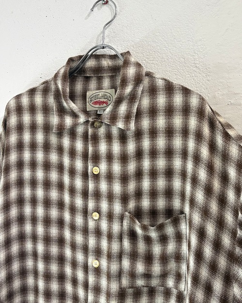 80s STEELHEAD Ombre-Check S/S Rayon Shirt USA製