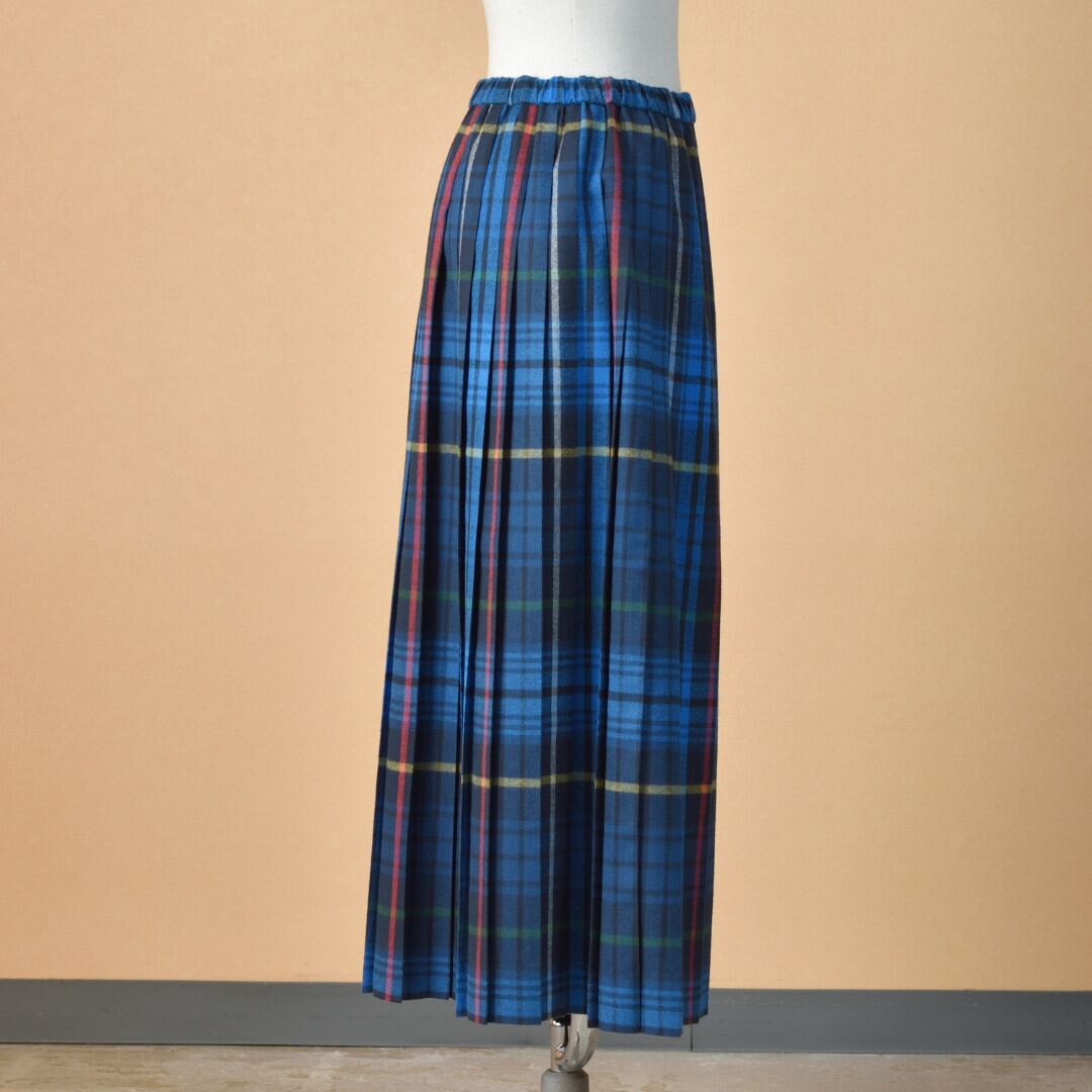 LinenYa リネンや プリーツスカート・ブルー 温かみの有る起毛が施されたプリーツスカート