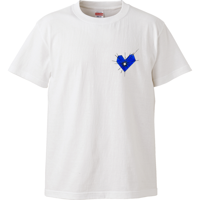 青い心臓Tシャツ　ホワイト