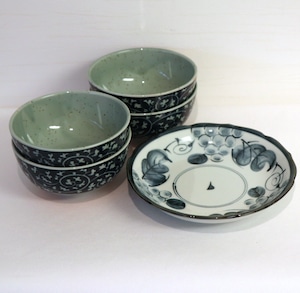 陶器・玄島窯・茶碗・中皿・5点セット・No.200802-25・梱包サイズ60