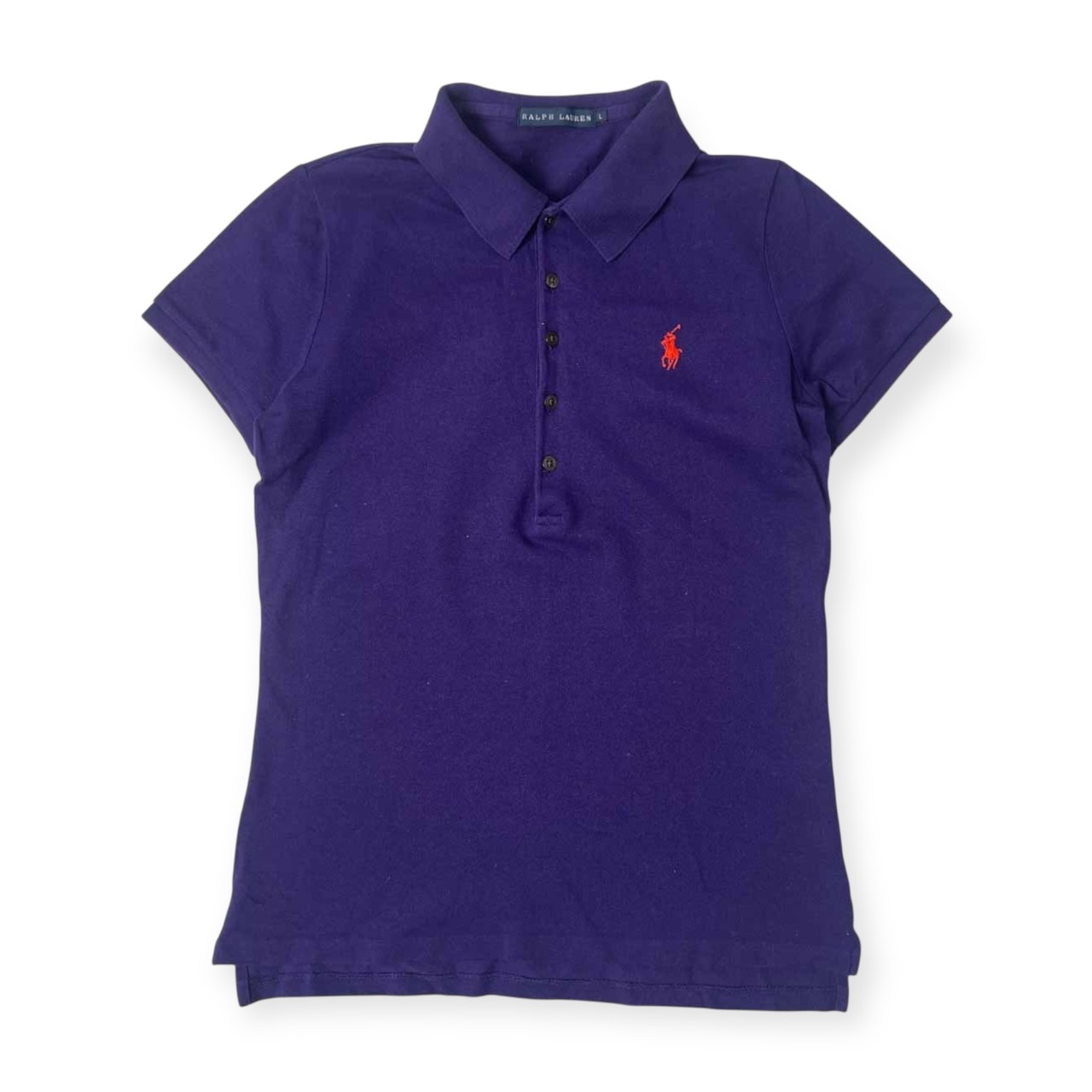 90s 00s RALPH LAUREN ラルフローレン 鹿の子 半袖 ポロシャツ L/パープル レディース オールド