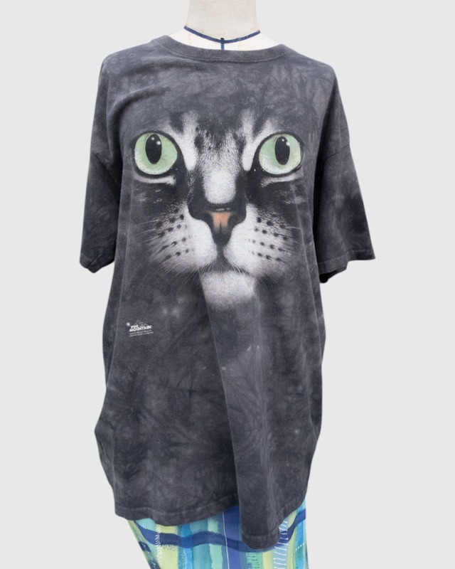 【古着】猫デカフェイス タイダイT