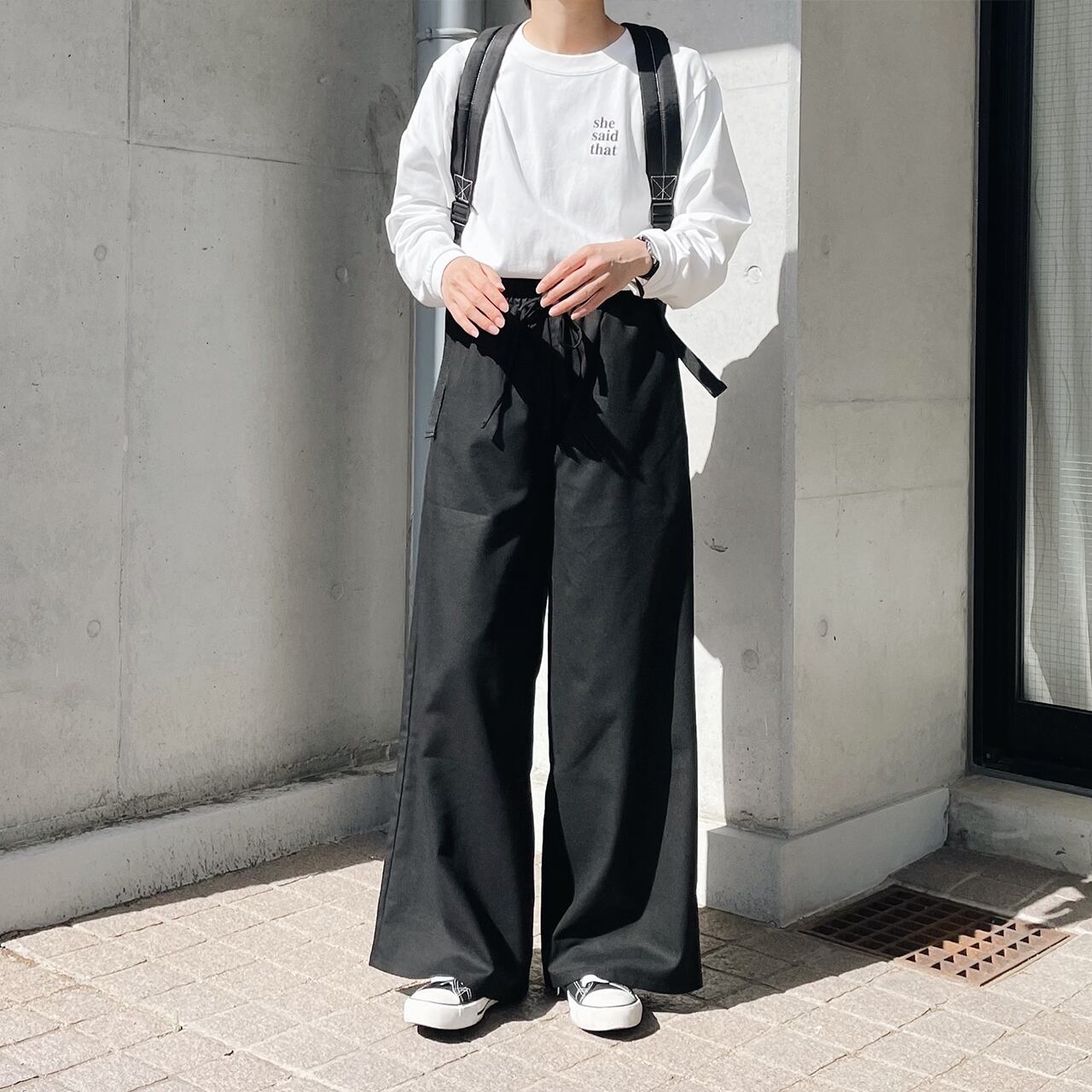 Linen wide pants (black)