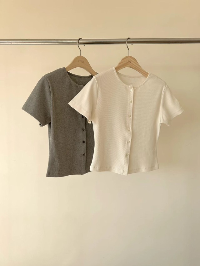 (予約) LIFFEY / Half ribbed cardigan 2color　