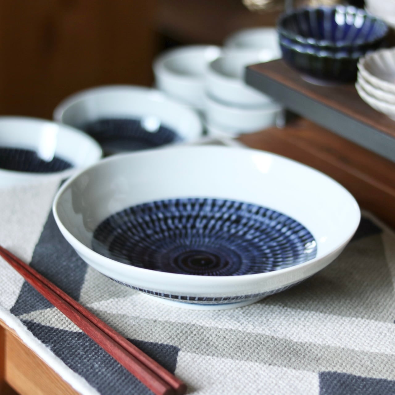 藍色 トビカンナ 6.8寸深皿