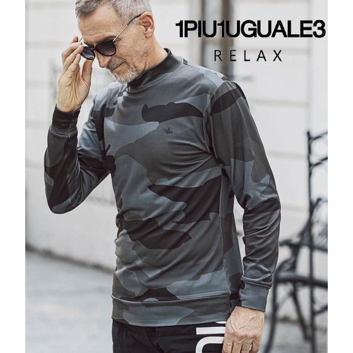 1PIU1UGUALE3 ウノピゥ　モックネック　ゴルフ 1PIU1UGUALE3 RELAX ウノピゥウノウグァーレトレ カモ柄モック