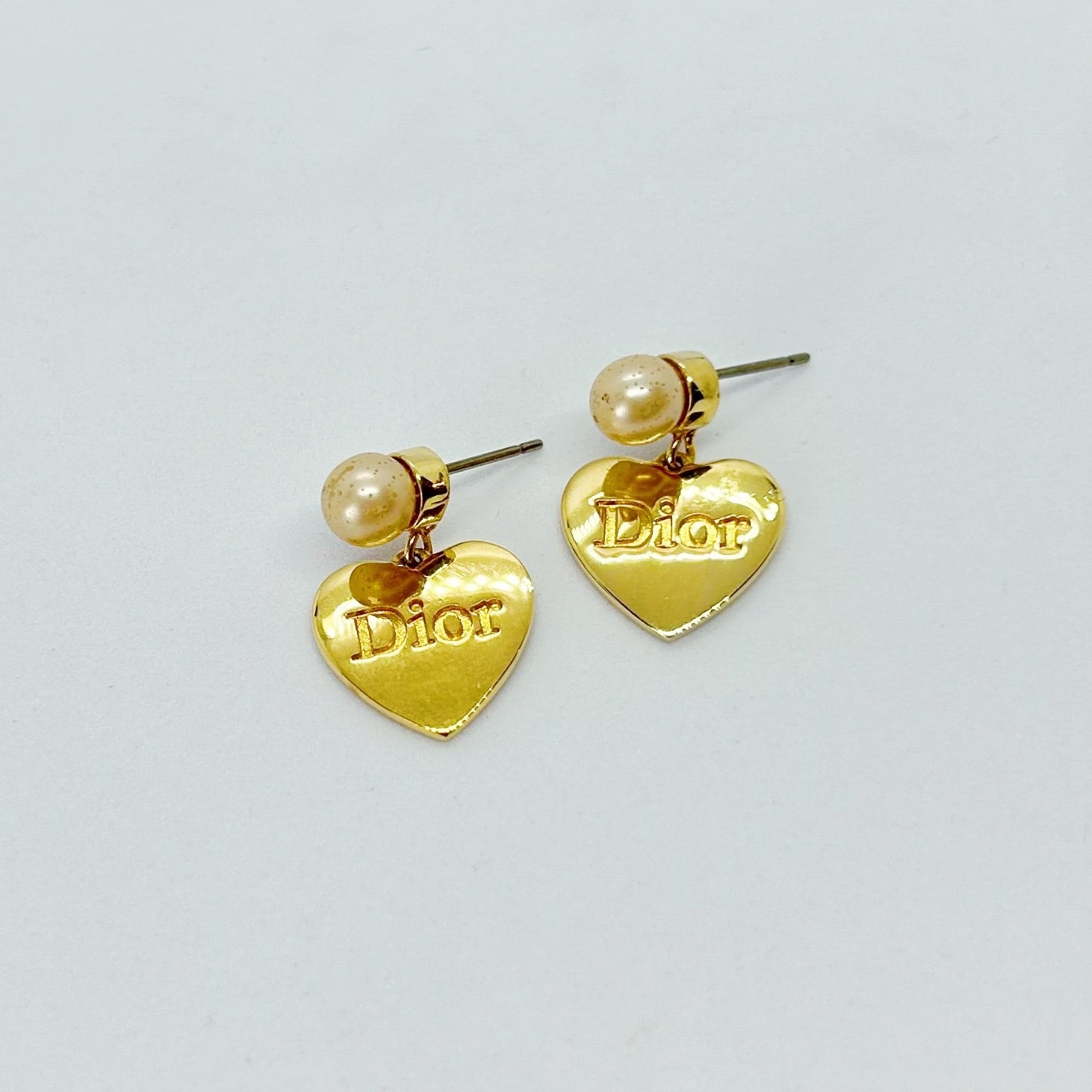 E7090】Christian Dior heart logo pierce/クリスチャンディオール