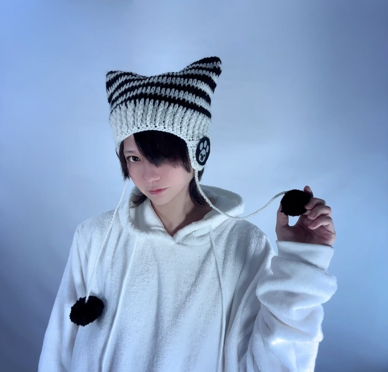 肉球ワッペン付き猫耳ボーダーニット帽 | NIER CLOTHING