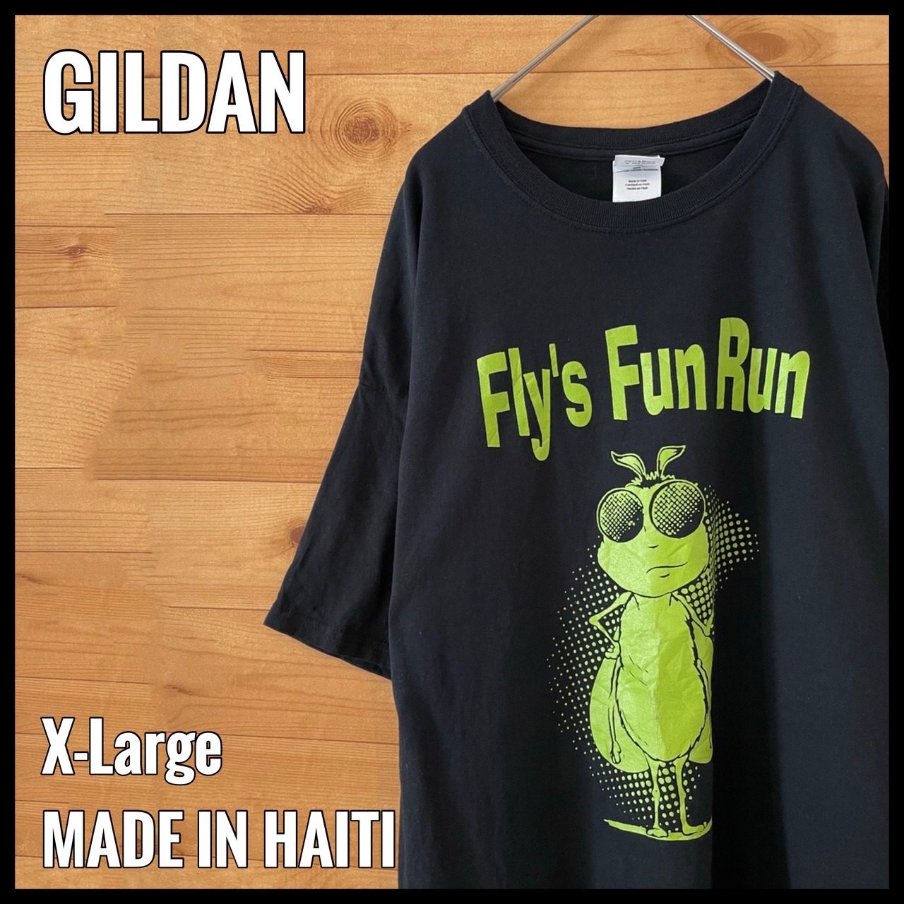 【GILDAN】FLY 蝿 プリント Tシャツ 黒ボディ XL ビッグサイズ US古着