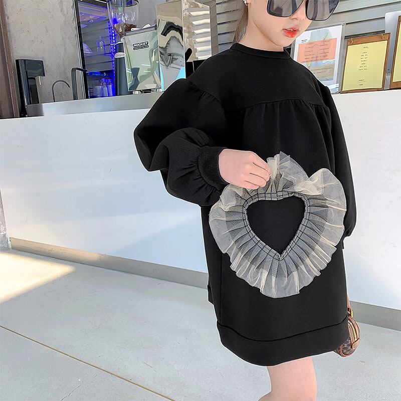 女の子 子供 ワンピース ハート 可愛い ジュニア 1 170cm 春 秋 Dyh海外子供用品