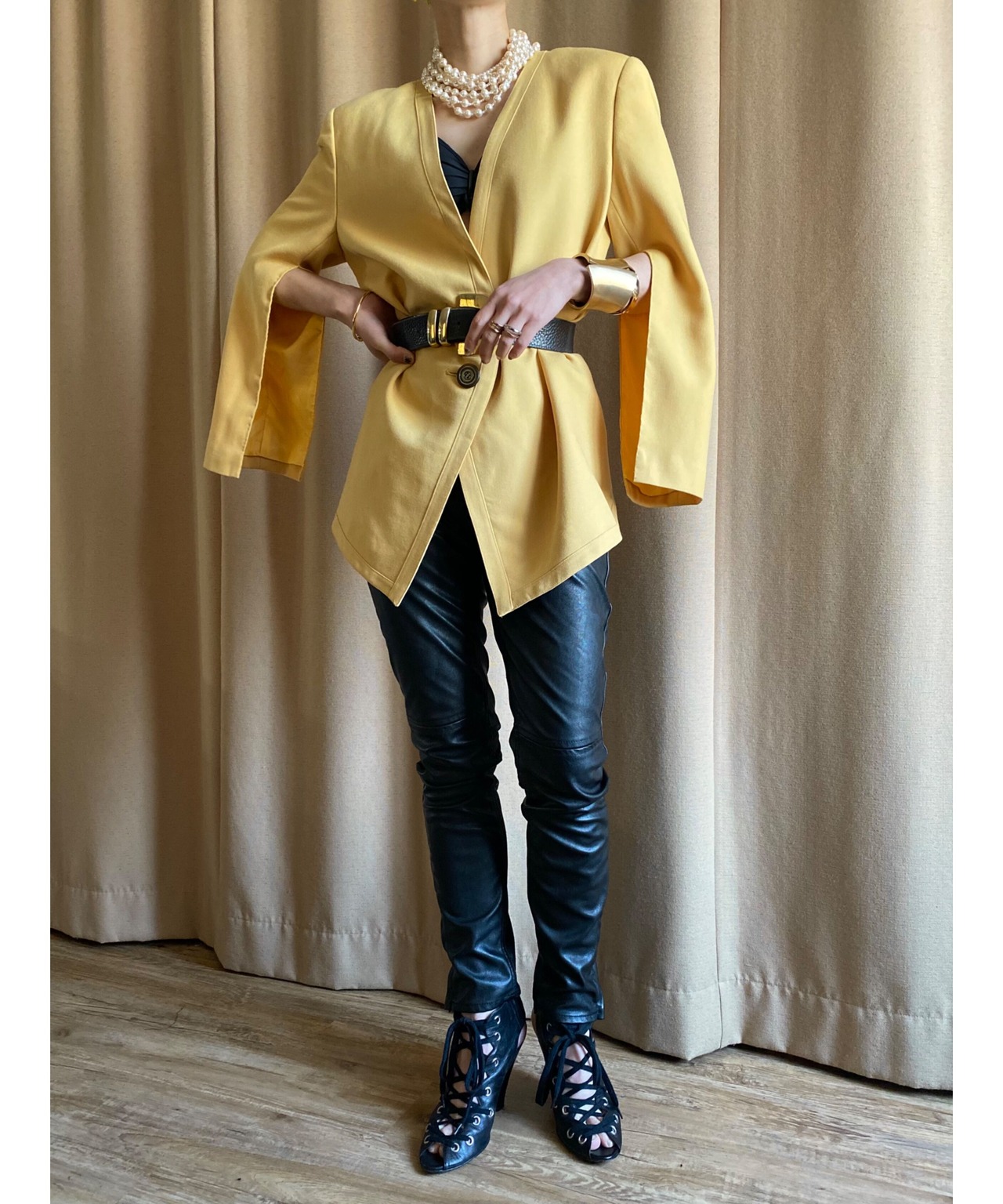 yellow color over size remake jacket-3302-3