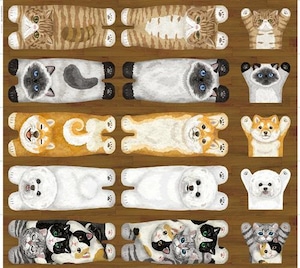 KOKKA HOME DECO 床に寝転ぶ犬猫たち パネル生地