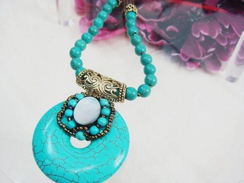 Saori accessoryターコイズカラーラウンドネックレス