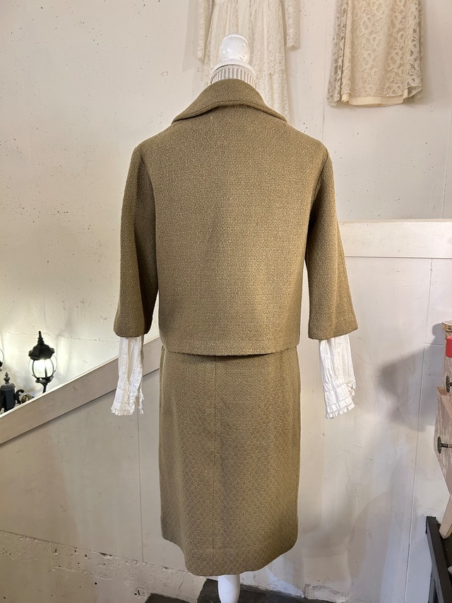60's vintage wool jacket skirt set up