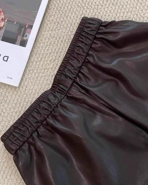 ハイウエストフェイクレザーワイドパンツ  2color A0591