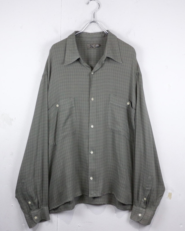 【Caka act2】“Calvin Klein” Vintage Loose L/S Open Collar Check Shirt