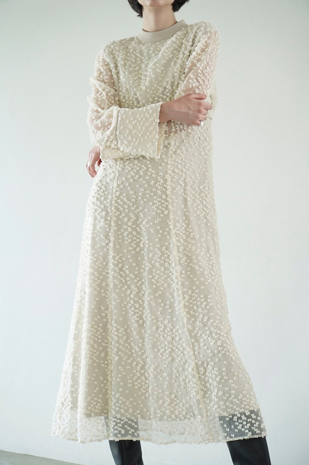 CLANE】SNOW DOT JACQUARD ONEPIECE 15112-5112 | インターナショナル