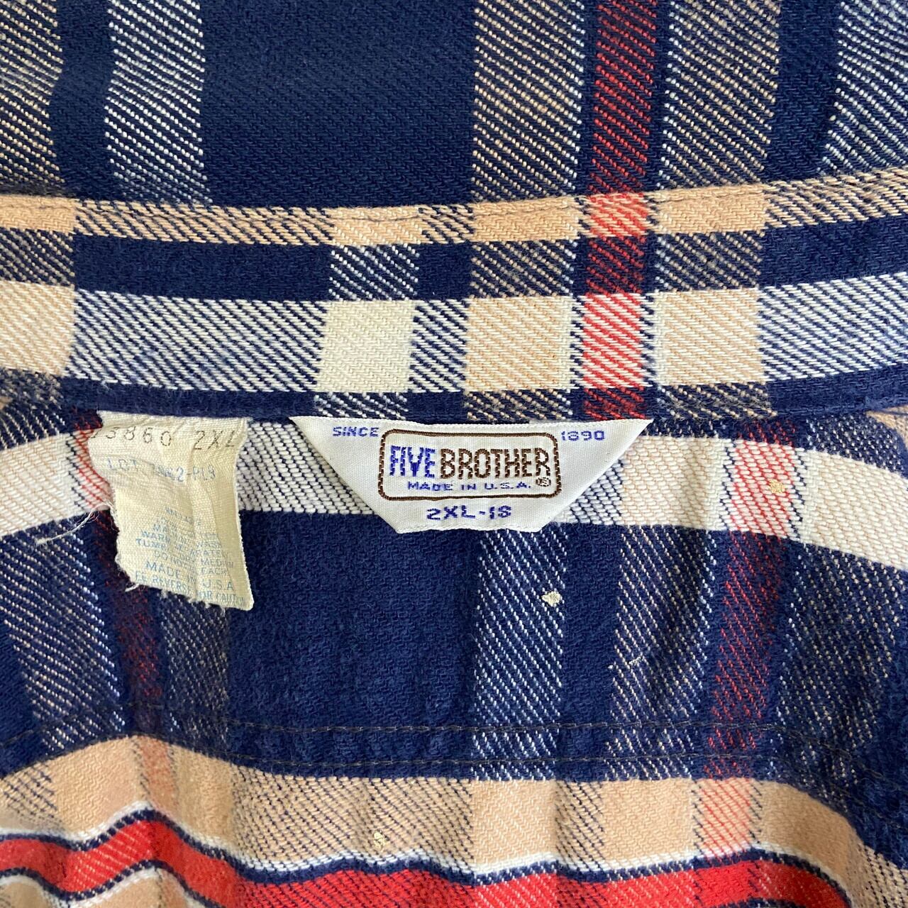 ビッグサイズ 80年代 Five Brother ファイブブラザー チェック柄 長袖