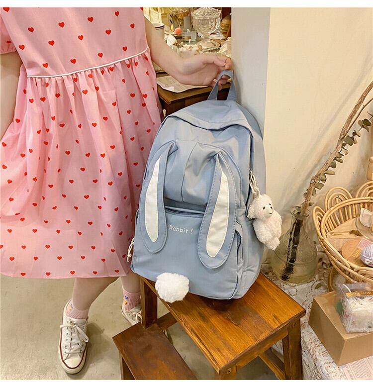 リュックサック うさぎ うさみみ しっぽ キーホルダー ぬいぐるみ 通学 旅行 デイリー カジュアル 大人可愛い 韓国ファッション Luluca 韓国トレンドファッションluluca ルルカ