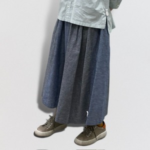 vm yarn-dyed cotton linen dungarees patchwork skirt