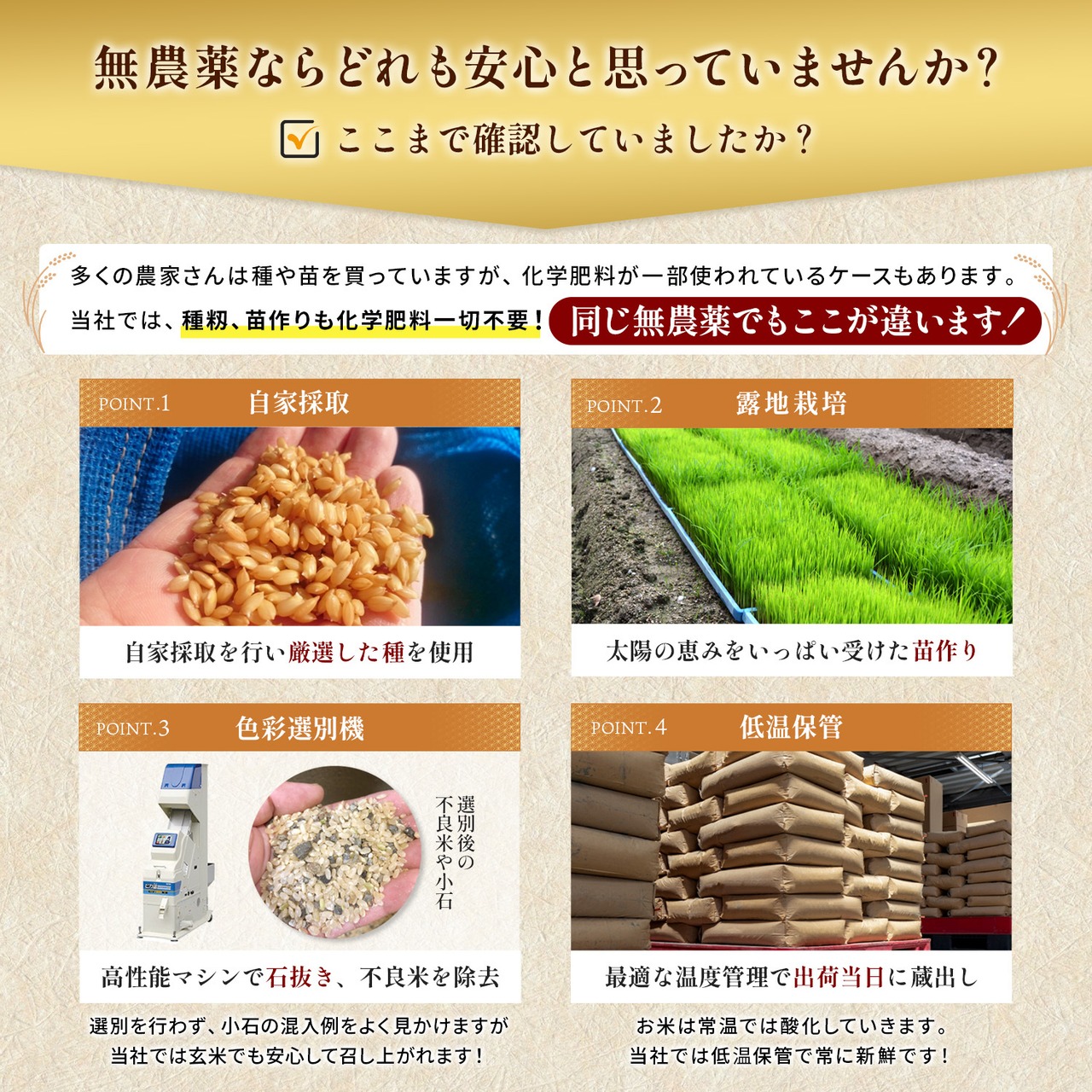 無農薬、無化成肥料玄米30キロ