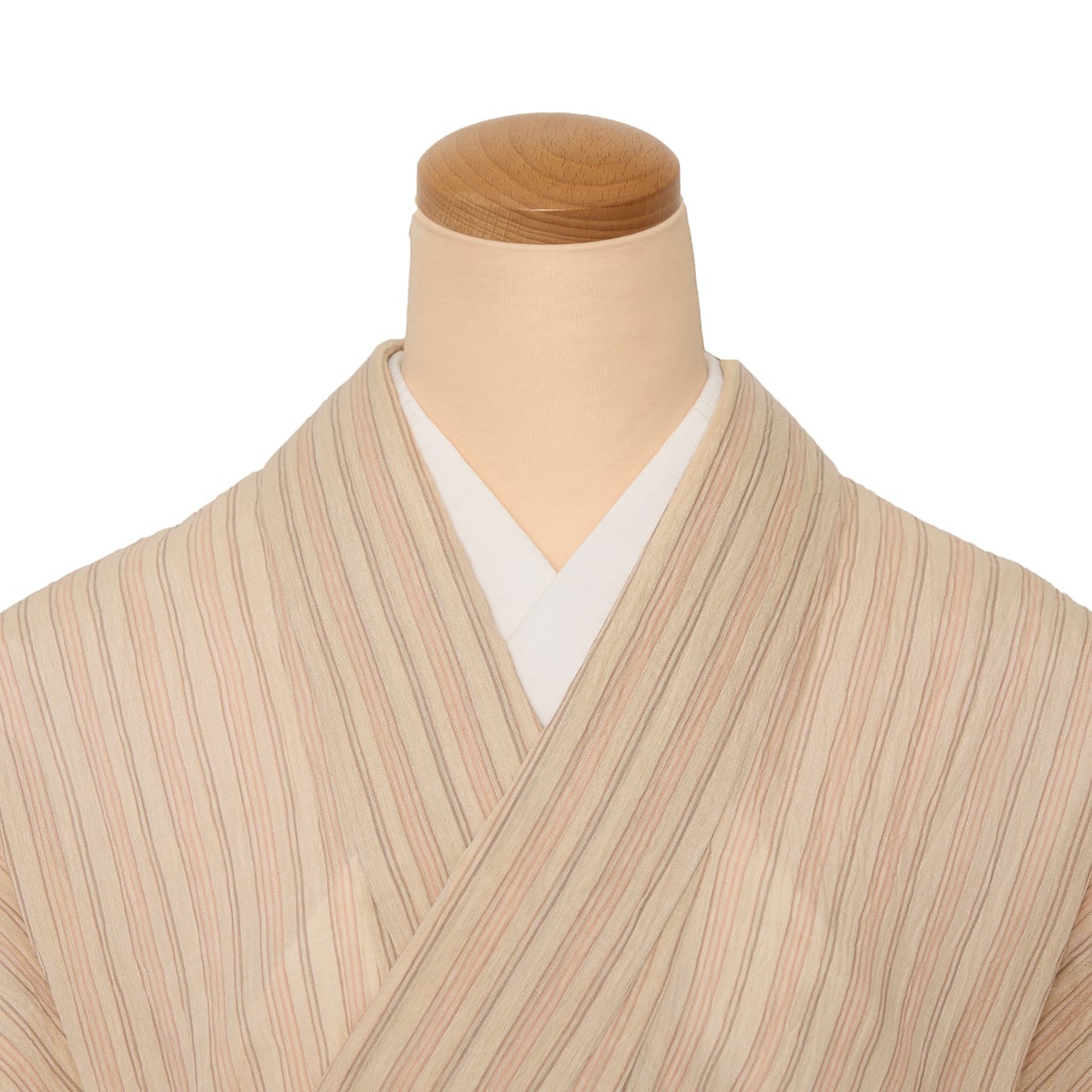 三越扱 小千谷ちぢみ 変り二色縞模様 麻単衣着物【中古】 | かわの屋