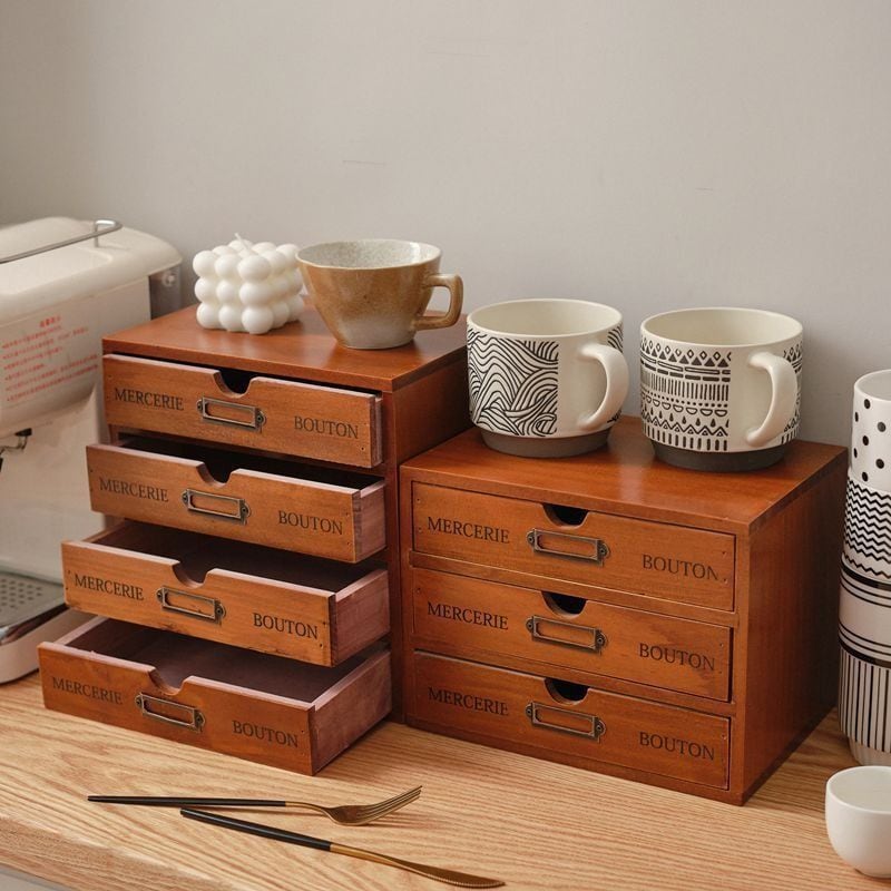 収納ボックス 木製 4段 引き出し 棚 収納ケース 小物入れ レターケース