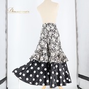 フラメンコ 衣装 ファルダ スカート 柄 ドット 水玉 アトリエベリッシマ atelier Bellissima ブラック系 ホワイト系 軽い 白 黒 モノトーン ダンス パーティ 発表会 スカート フェミニン おしゃれ 大人可愛い フラメンコ衣装 ふんわり クラシック ステージ衣装 アクセサリー