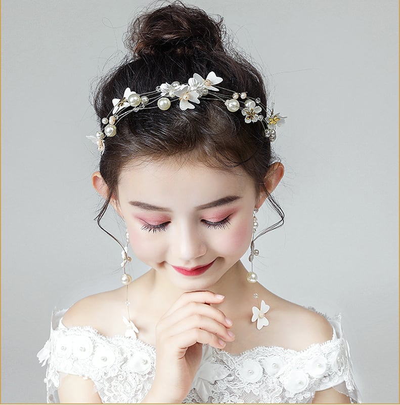 ヘッドドレス 花冠 髪飾り ウェディング 造花 フラワーティアラ 子供