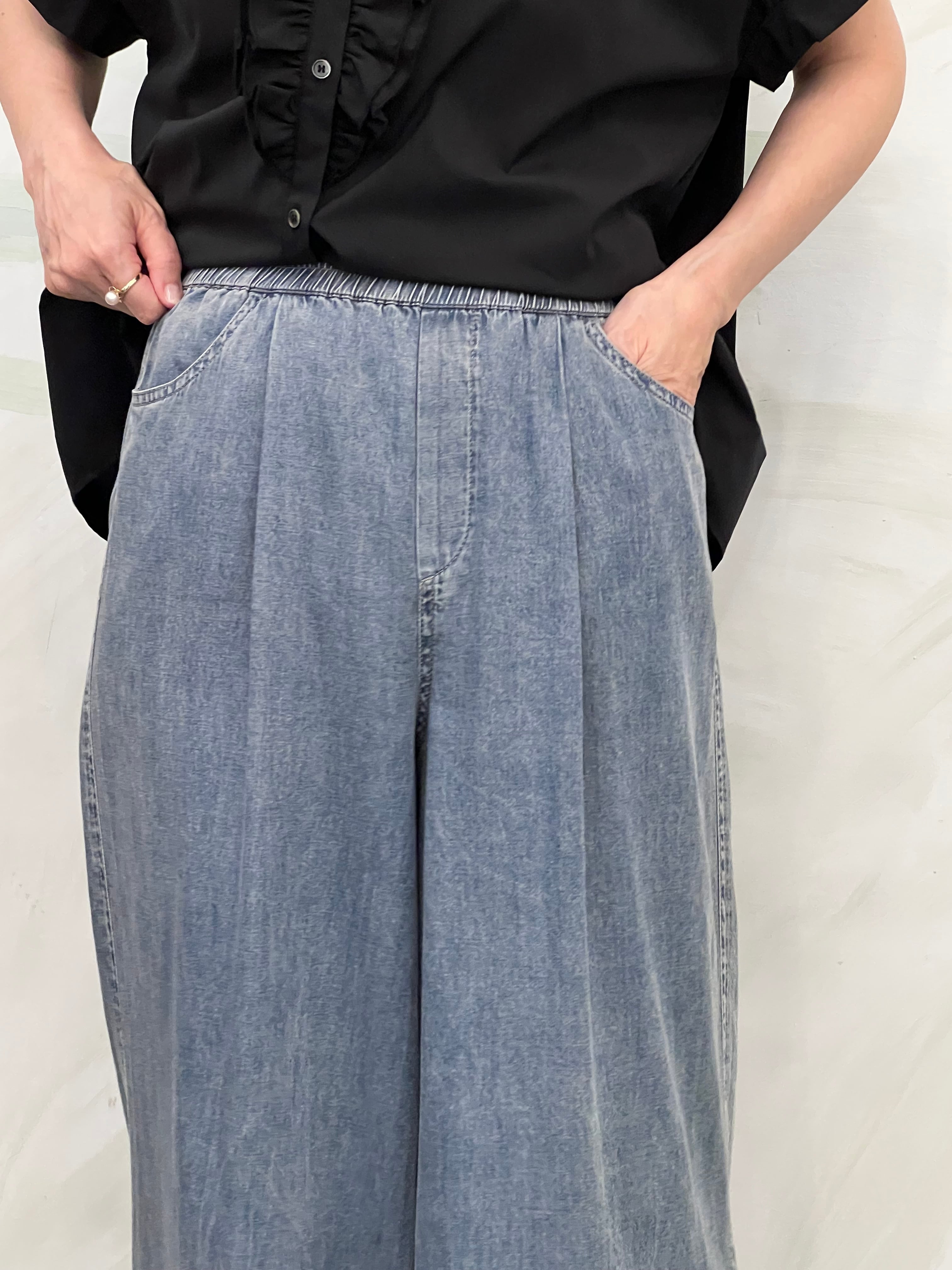 BLUE FRONCE/ひんやり軽やかデニムタックワイドパンツ | 20ｰtwentyｰ