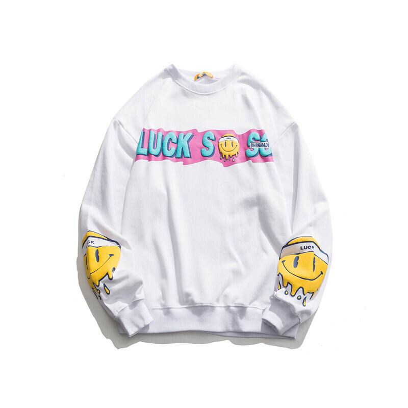 Yidaoヴィンテージ秋の服新しいeseトレンド笑顔印刷オールマッチセーター特大ラウンドネックプルオーバーメンズ-アリババ オータム 秋物 Oネック ビンテージ hip6-161130167964446