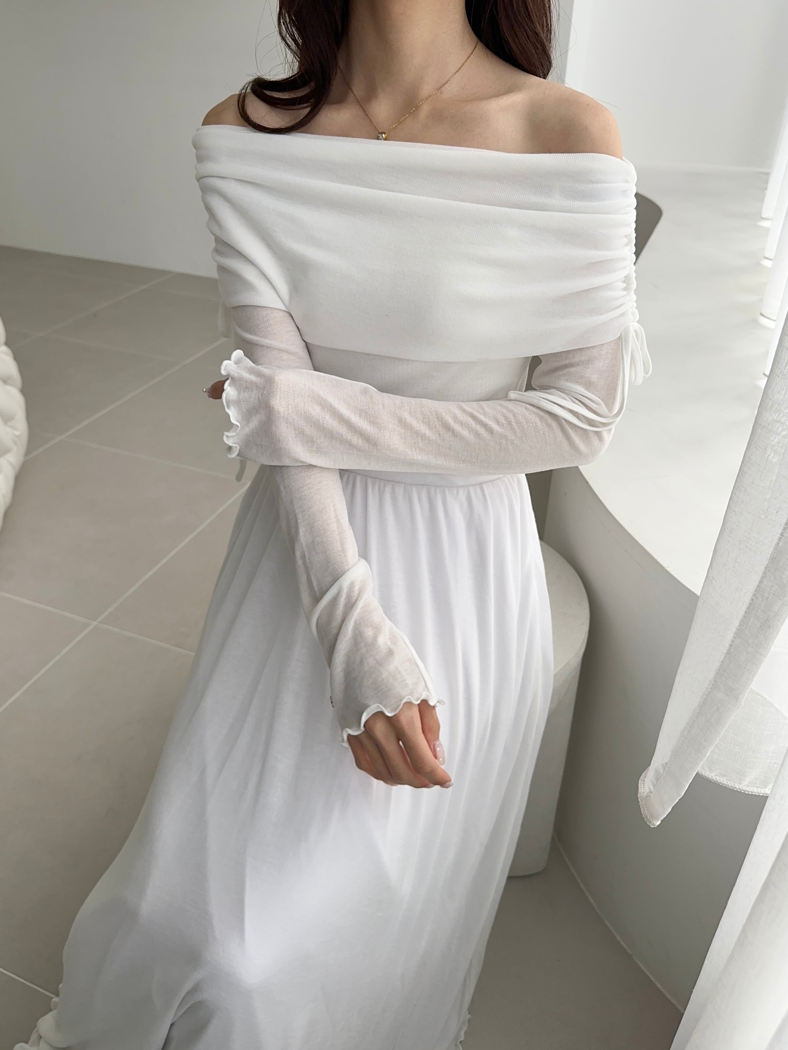 off shoulder ribbon set up（ milk ） | Ogue.
