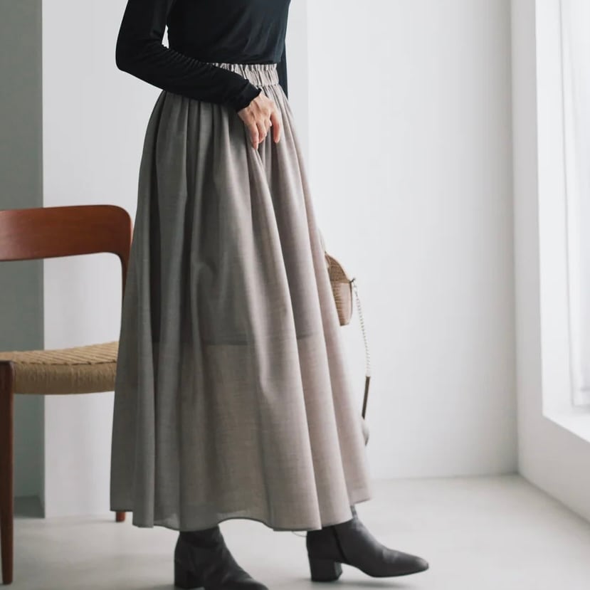 《 6/29まで期間限定POPUP 》【 TERRAORY 】Fine Wool Gathered Skirt