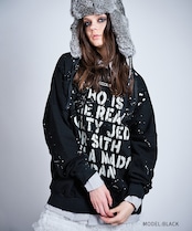 ロゴプリントヴィンテージルーズTOPS (BLACK) CQ-47029