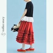 【3color】ふわりと舞う♡フリル切替ペプラムトップ《i0613》