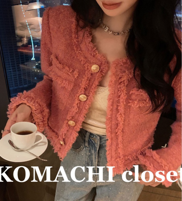 【送料無料】ピンクツイードジャケット 高見えツイードジャケット ツイードジャケット 高見えジャケット ピンク ツイード ジャケット 韓国 オルチャン レディース フロントボタン 金ボタン ゴールドボタン 金 ゴールド 結婚式 二次会 謝恩会 可愛い かわいい 大人可愛い きれいめ きちんと 大人女子 オトナ女子 こなれ感 抜け感  ボタン フェミニン エレガント お洒落 おしゃれ フォーマル セミフォーマル デート ノーカラージャケット 重ね着 ママ 母 インスタ映え 高見え デイリーユース 普段使い