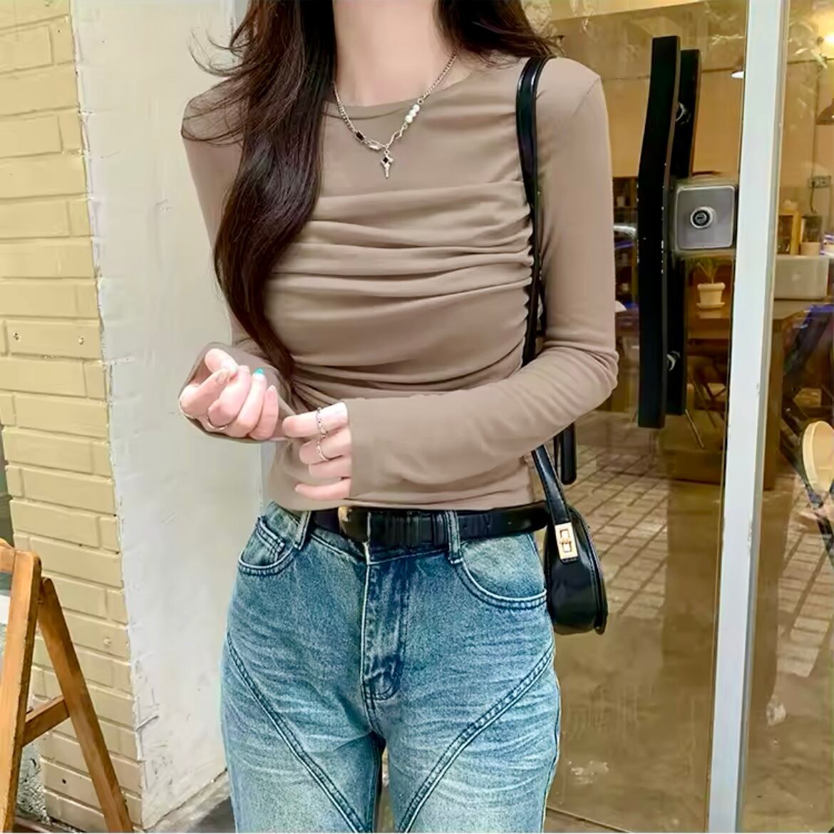 シアーシャーリングロングTシャツ