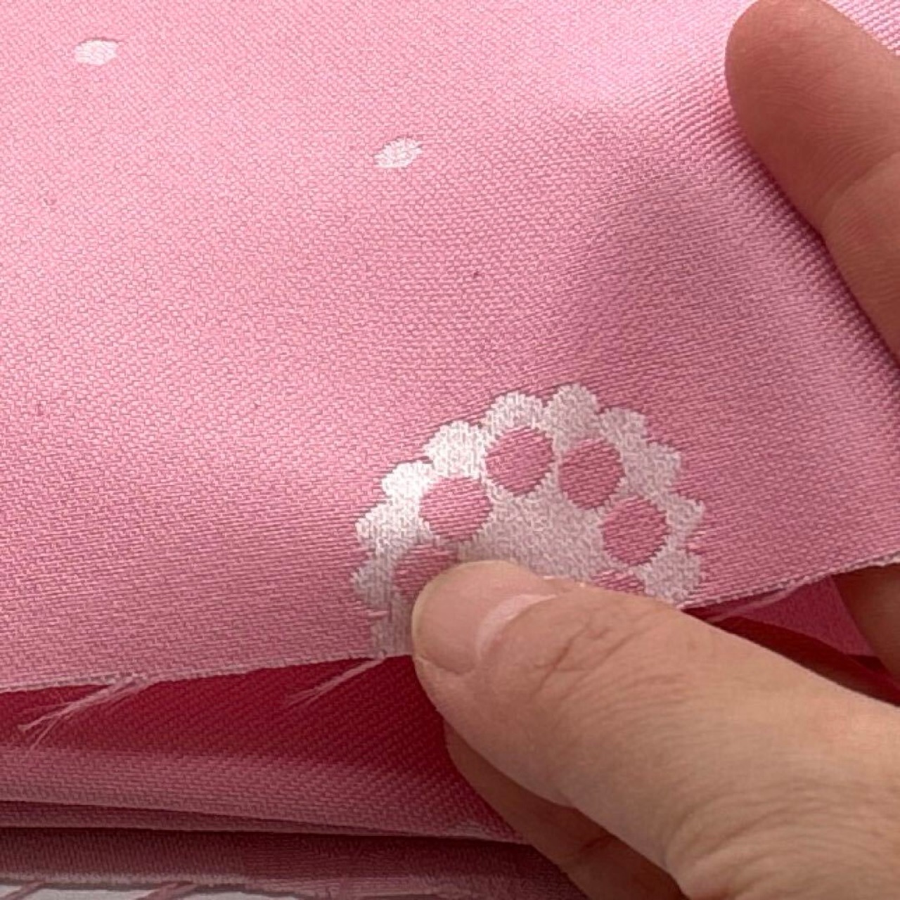 ★TC355◆3ｍ◆ポリエステル100％ジャガード生地◆和花柄（ピンク）