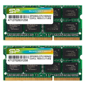 【数量限り】シリコンパワー ノートPC用メモリ 1.35V (低電圧) DDR3L 1600 PC3L-12800 8GB×2枚 204Pin Mac 対応 SP016GLSTU160N22