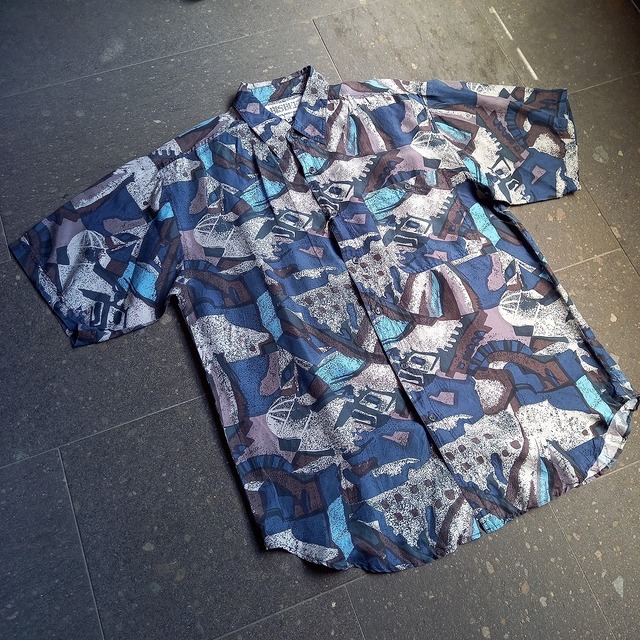 総柄シルクS/Sシャツ used [105136]