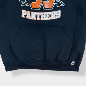 【Russell】ワシントンコミュニティ高校 パンサーズ WASHINGTON PANTHERS ロゴ プリント パーカー スウェット フーディー hoodie M ブラック us古着