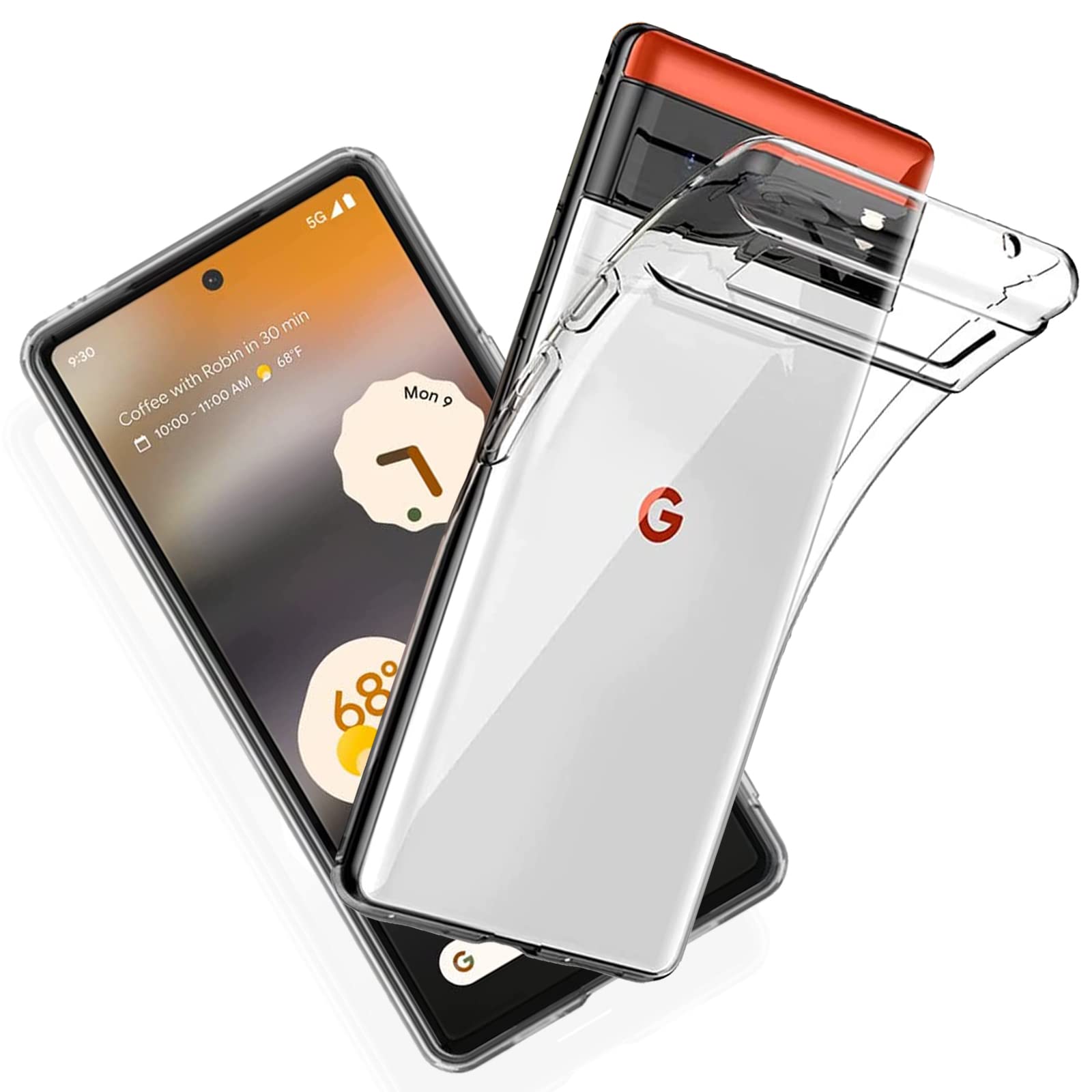 FOR Google Pixel 6A 5G ケース 透明TPU素材 薄型 軽量 指紋防止 耐衝撃 擦り傷防止 柔らかい手触り 対応 Google Pixel 6A 5G 用の全面保護カバー PCduoduo