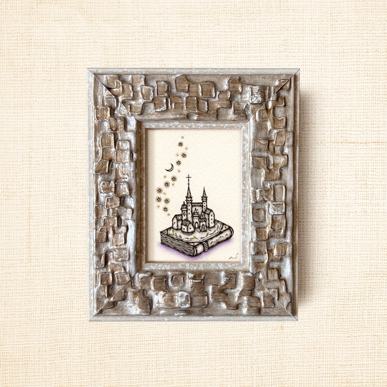 ミニ額縁 原画【 まくらもとで 】 | 小笠原あり ari ogasawara art gallery