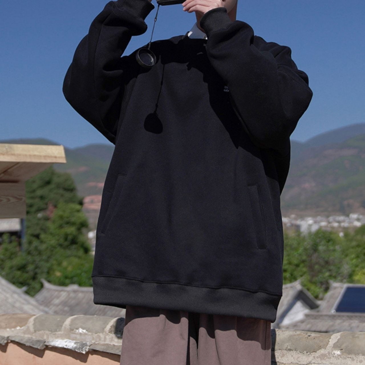 オーバーサイズ裏起毛クルーネックスウェット　1046